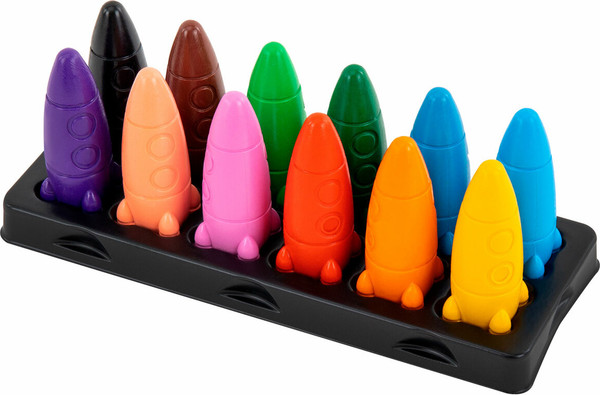 Изображение товара Восковые мелки Brauberg Kids. Ракета. С наклейками / 273082 (12цв)