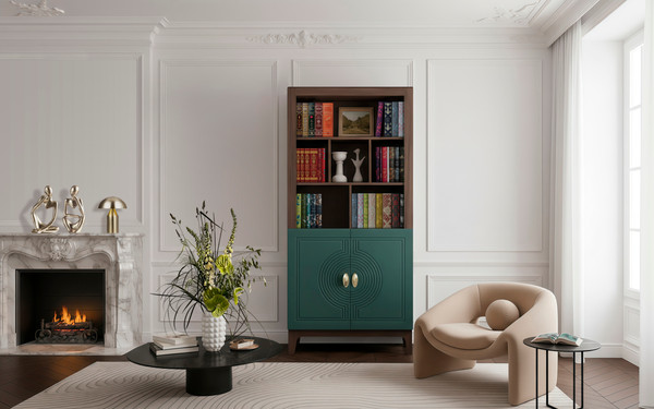 Изображение товара Стеллаж Мебель-Неман Калипсо МН-044-03 (гикори прадо темный/комбу грин)