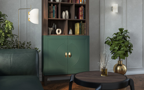 Изображение товара Стеллаж Мебель-Неман Калипсо МН-044-03 (гикори прадо темный/комбу грин)