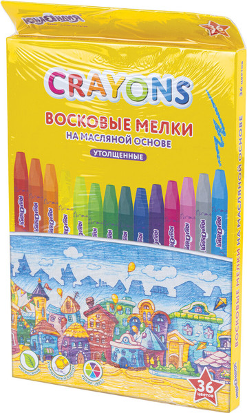 Изображение товара Восковые мелки Юнландия Домики / 273092 (36цв)