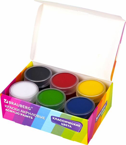 Изображение товара Акриловые краски Brauberg Hobby / 192434 (6цв)