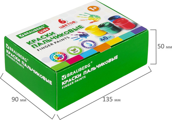 Изображение товара Пальчиковые краски Brauberg Kids. Классика / 192396 (6цв)