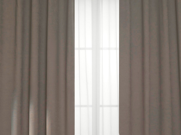 Изображение товара Комплект штор КронасМАрт Канвас 200x270 + Гардина лен 400x270 (темно-бежевый/белый)