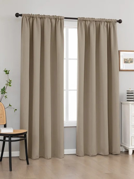 Изображение товара Комплект штор Mio Tesoro Блэкаут 200x260 + Гардина Soft Lines 306 600x270 (песочный, белый лен)