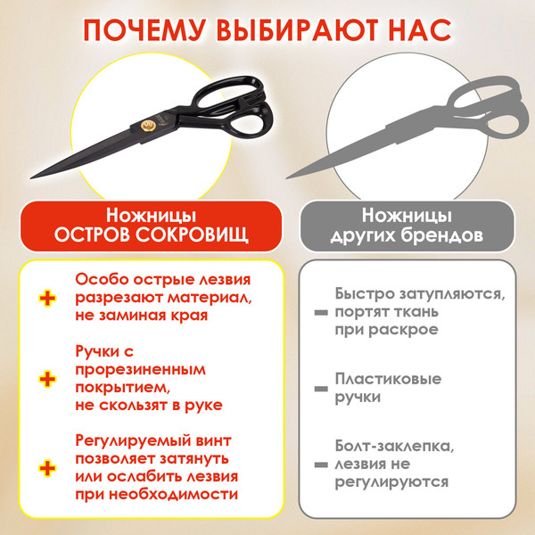 Изображение товара Ножницы портновские Остров Сокровищ Классические / 665599 (черный)