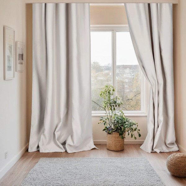 Изображение товара Комплект штор Mio Tesoro Блэкаут 150x250 + Гардина Soft Lines 306 400x250 (серый/белый лен)