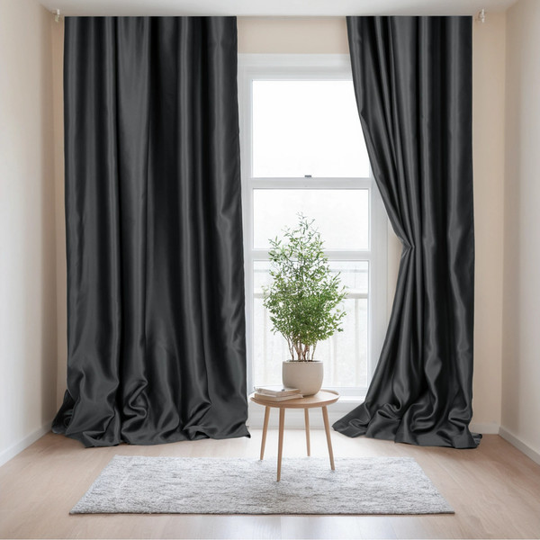 Изображение товара Комплект штор Mio Tesoro Блэкаут 200x260 + Гардина Soft Lines 306 600x270 (черный/белый лен)