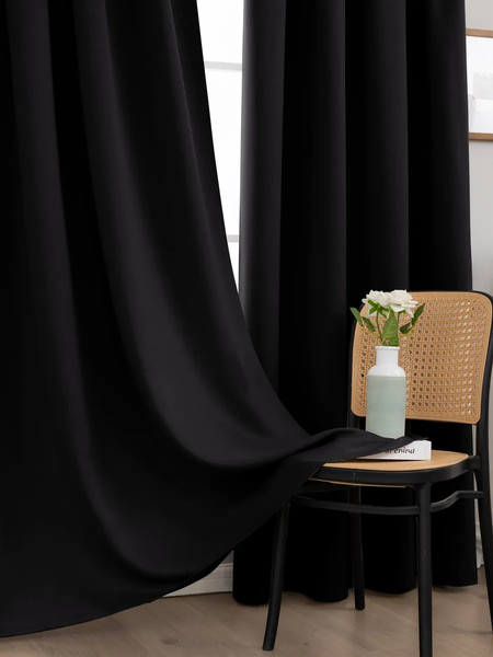 Изображение товара Комплект штор Mio Tesoro Блэкаут 200x260 + Гардина Soft Lines 306 600x270 (черный/белый лен)