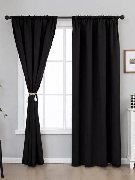 Изображение товара Комплект штор Mio Tesoro Блэкаут 200x260 + Гардина Soft Lines 306 600x270 (черный/белый лен)