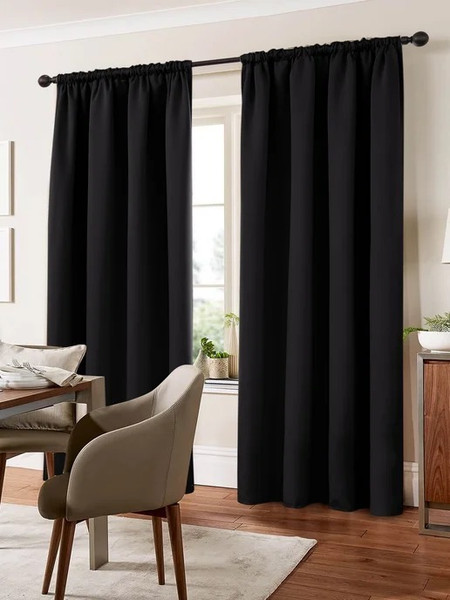 Изображение товара Комплект штор Mio Tesoro Блэкаут 200x260 + Гардина Soft Lines 306 600x270 (черный/белый лен)