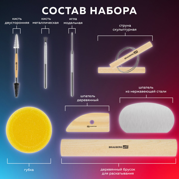 Изображение товара Набор инструментов для лепки Brauberg Art Classic / 271175 (42шт)