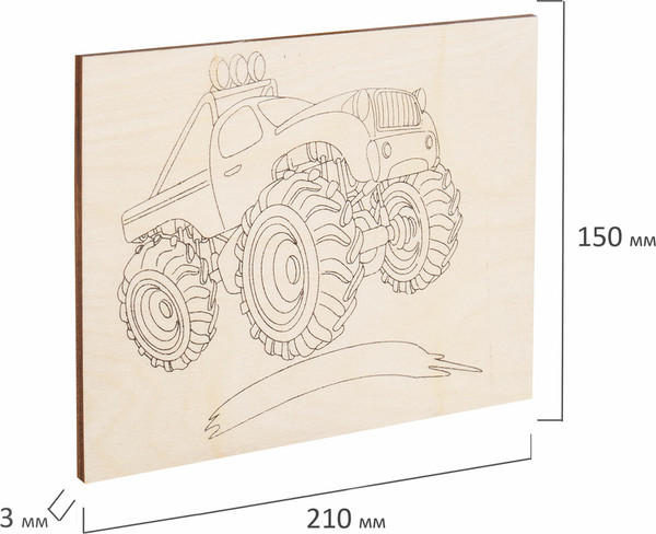 Изображение товара Набор заготовок для творчества Brauberg Hobby. Для выжигания. Транспорт / 665307 (5шт)