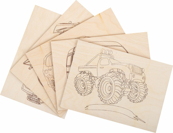 Изображение товара Набор заготовок для творчества Brauberg Hobby. Для выжигания. Транспорт / 665307 (5шт)