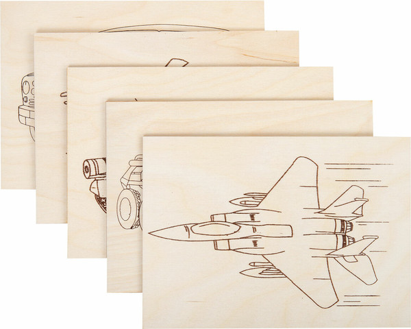 Изображение товара Набор заготовок для творчества Brauberg Hobby. Для выжигания. Военная техника / 665308 (5шт)