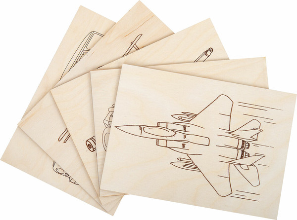 Изображение товара Набор заготовок для творчества Brauberg Hobby. Для выжигания. Военная техника / 665308 (5шт)