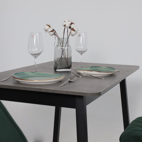 Изображение товара Обеденный стол Мамадома Tirk Radial-110 раздвижной 110-142x70 (дымчатая керамика/черный)