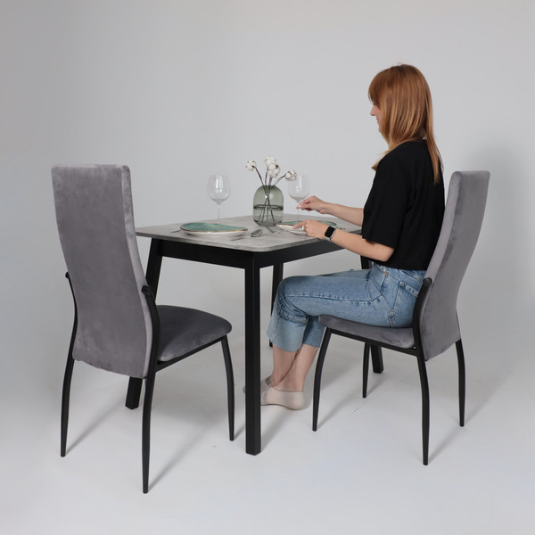 Изображение товара Обеденный стол Мамадома Tirk Radial-110 раздвижной 110-142x70 (серый сланец/черный)