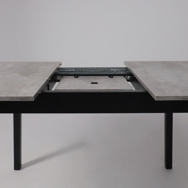 Изображение товара Обеденный стол Мамадома Tirk Radial-110 раздвижной 110-142x70 (серый сланец/черный)