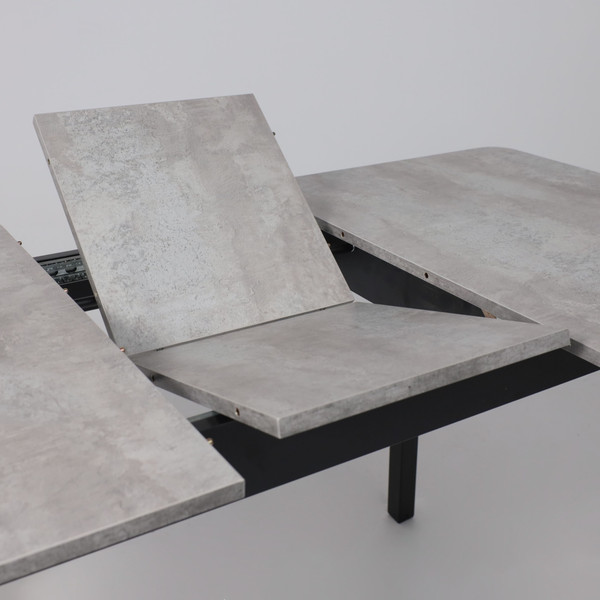 Изображение товара Обеденный стол Мамадома Tirk Radial-110 раздвижной 110-142x70 (серый сланец/черный)