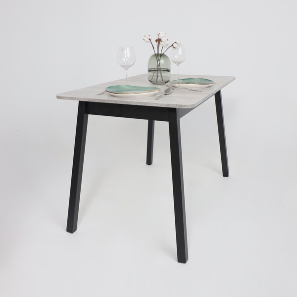 Изображение товара Обеденный стол Мамадома Tirk Radial-110 раздвижной 110-142x70 (серый сланец/черный)