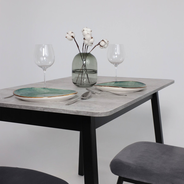 Изображение товара Обеденный стол Мамадома Tirk Radial-110 раздвижной 110-142x70 (серый сланец/черный)