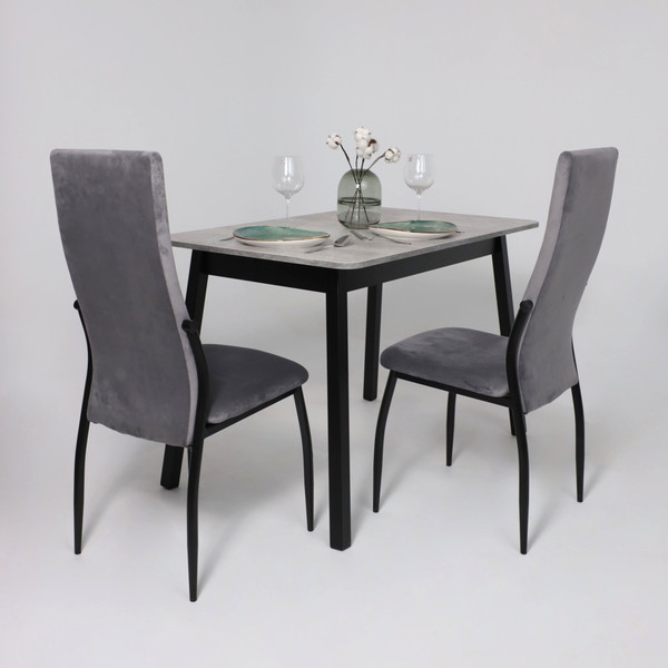 Изображение товара Обеденный стол Мамадома Tirk Radial-110 раздвижной 110-142x70 (серый сланец/черный)