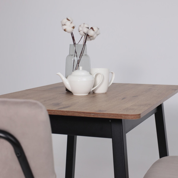 Изображение товара Обеденный стол Мамадома Tirk Radial-94 раздвижной 94-126x64 (дуб веллингтон/черный)