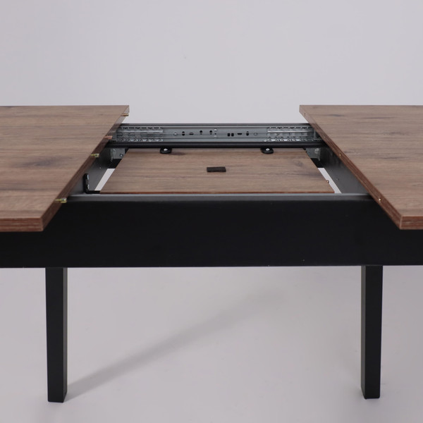 Изображение товара Обеденный стол Мамадома Tirk Radial-94 раздвижной 94-126x64 (дуб веллингтон/черный)