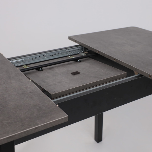 Изображение товара Обеденный стол Мамадома Tirk Radial-94 раздвижной 94-126x64 (дымчатая керамика/черный)