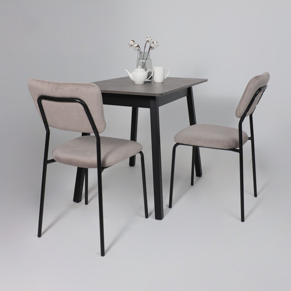 Изображение товара Обеденный стол Мамадома Tirk Radial-94 раздвижной 94-126x64 (дымчатая керамика/черный)