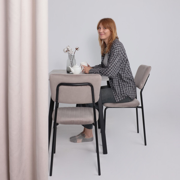 Изображение товара Обеденный стол Мамадома Tirk Radial-94 раздвижной 94-126x64 (серый сланец/черный)