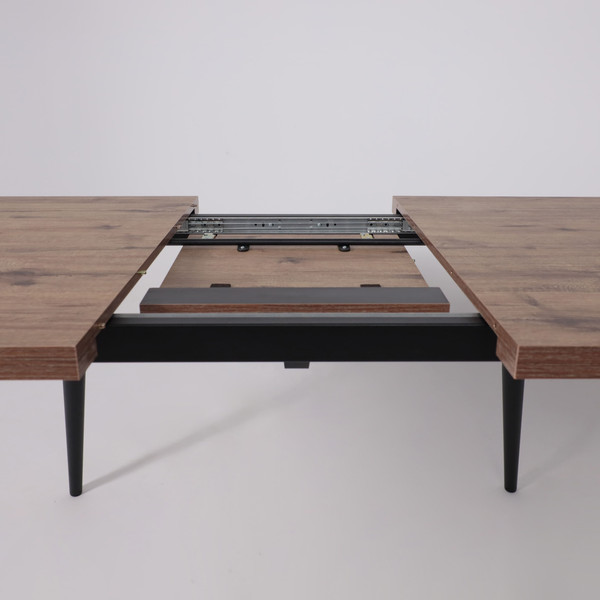 Изображение товара Обеденный стол Мамадома Borg Radial-120 раздвижной 120-160x80 (дуб веллингтон/черный)