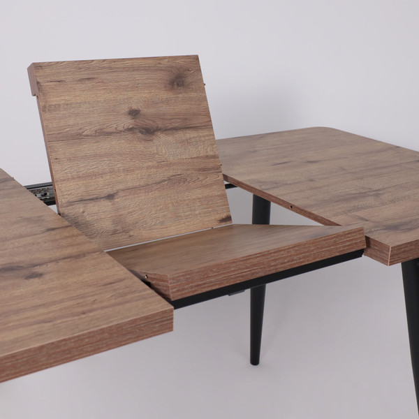 Изображение товара Обеденный стол Мамадома Borg Radial-120 раздвижной 120-160x80 (дуб веллингтон/черный)