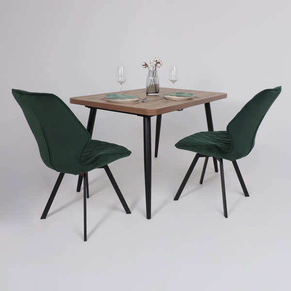 Изображение товара Обеденный стол Мамадома Borg Radial-120 раздвижной 120-160x80 (дуб веллингтон/черный)