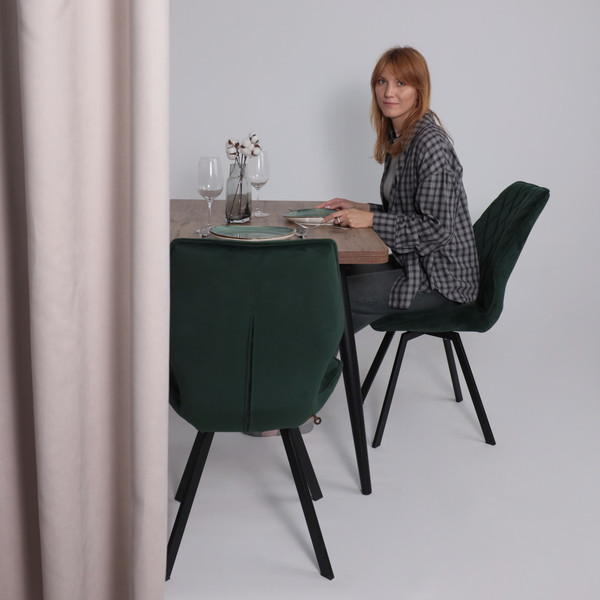 Изображение товара Обеденный стол Мамадома Borg Radial-120 раздвижной 120-160x80 (дуб веллингтон/черный)