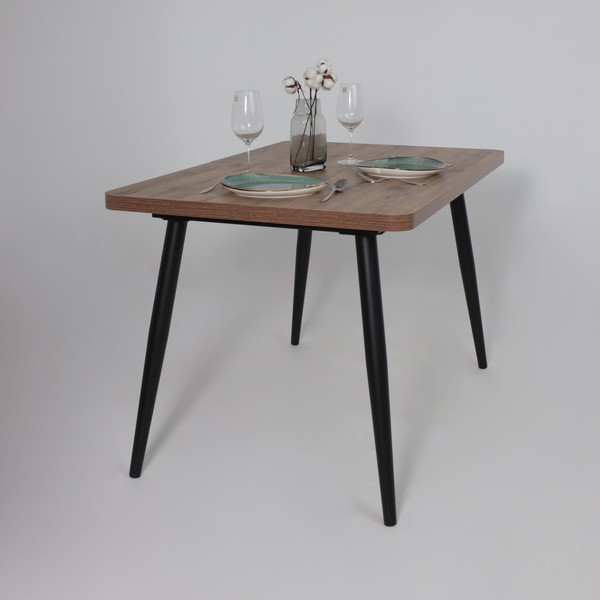 Изображение товара Обеденный стол Мамадома Borg Radial-120 раздвижной 120-160x80 (дуб веллингтон/черный)