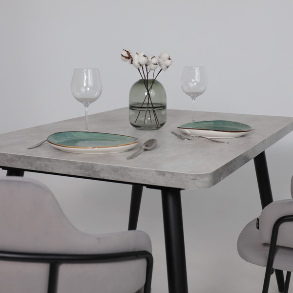 Изображение товара Обеденный стол Мамадома Borg Radial-120 раздвижной 120-160x80 (серый сланец/черный)