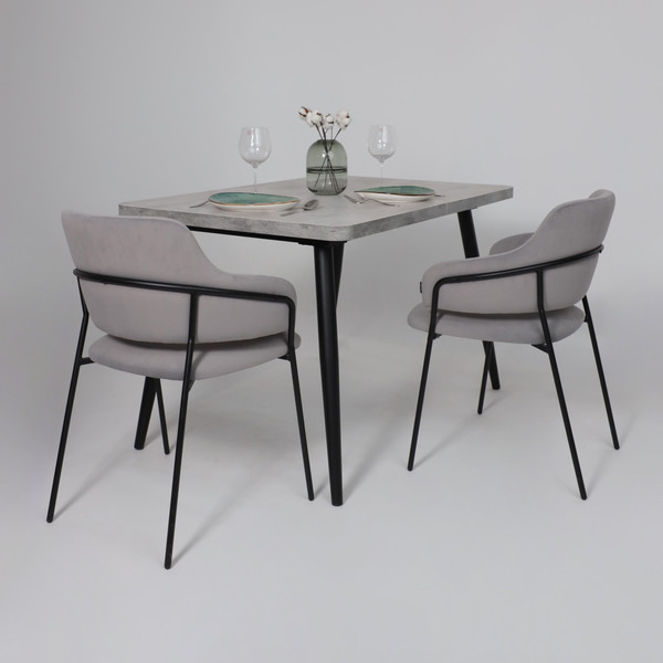 Изображение товара Обеденный стол Мамадома Borg Radial-120 раздвижной 120-160x80 (серый сланец/черный)