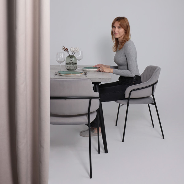 Изображение товара Обеденный стол Мамадома Borg Radial-120 раздвижной 120-160x80 (серый сланец/черный)