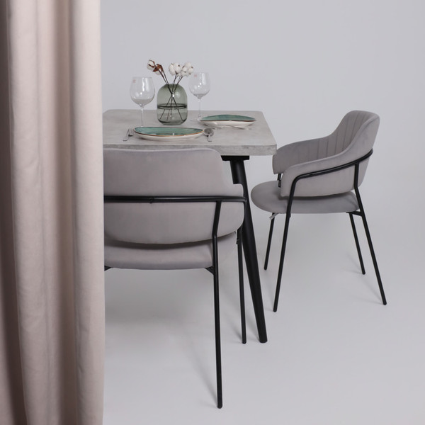 Изображение товара Обеденный стол Мамадома Borg Radial-120 раздвижной 120-160x80 (серый сланец/черный)