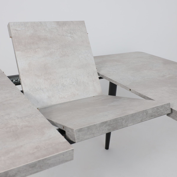 Изображение товара Обеденный стол Мамадома Borg Radial-120 раздвижной 120-160x80 (серый сланец/черный)