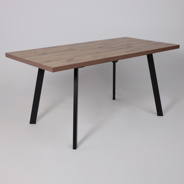 Изображение товара Обеденный стол Мамадома Borg-120 раздвижной 120-160х80 (дуб веллингтон/черный)