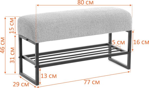 Изображение товара Банкетка Tetchair Чарли Люкс (велюр/букле, VT shape silver)
