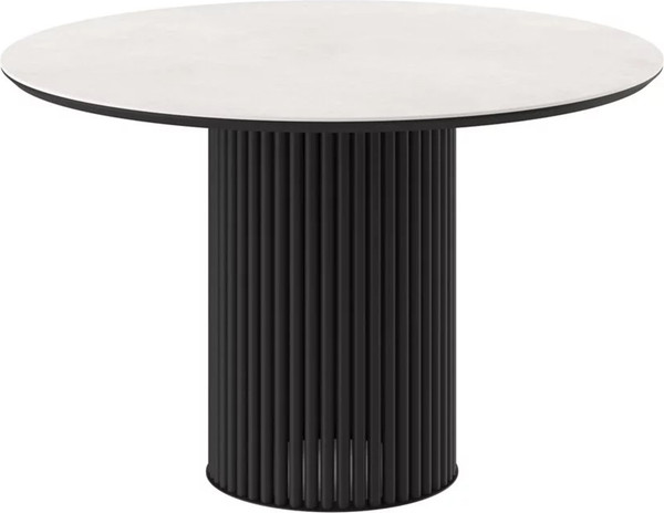 Изображение товара Обеденный стол Мамадома Askar Round-116 нераздвижной круглый (Krater Perla Premium Cer/черный)