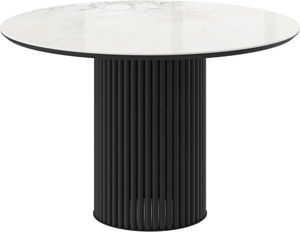 Изображение товара Обеденный стол Мамадома Askar Round-116 нераздвижной круглый (Brecha Gloss Premium Cer/черный)