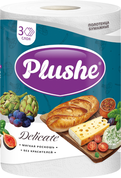 Изображение товара Бумажные полотенца Plushe Delicate белое 3-х слойные (25м)