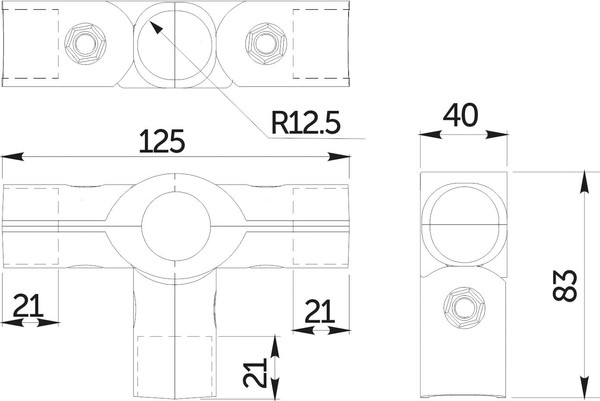 Изображение товара Соединитель для трубы мебельной AKS D25 562 (угловой, хром)