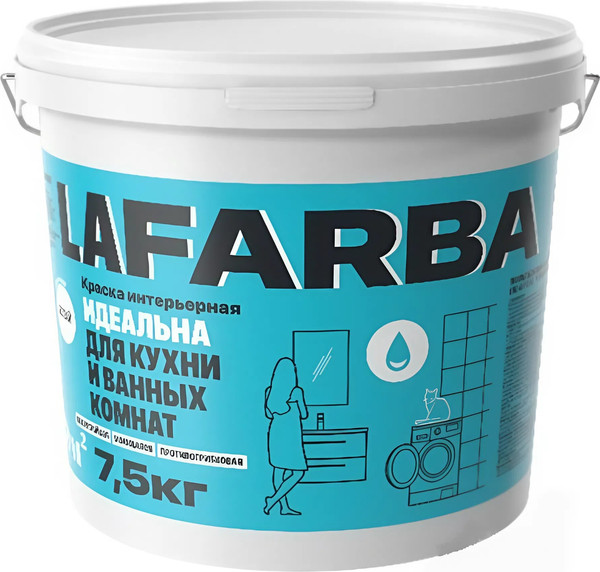 Изображение товара Краска LaFarba Для кухни и ванных комнат ВД-АК-203 (15кг, белый матовый)