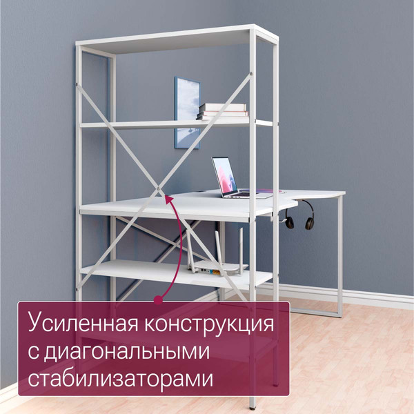 Изображение товара Компьютерный стол Millwood Бостон 1600х800 / 51742_b_b_2 (белый металл/белый)