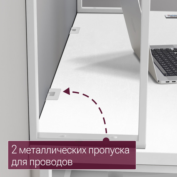 Изображение товара Письменный стол Millwood Кембридж 1600х800 / 51664_b_b_1 (белый/металл белый)